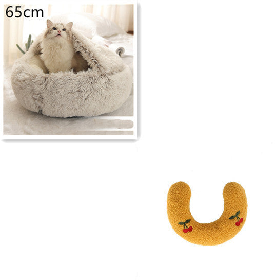 2-in-1 Plush Round Warm Bed