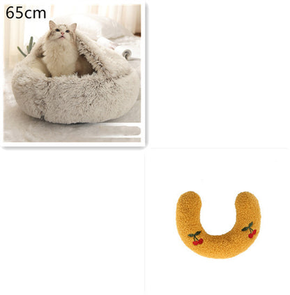 2-in-1 Plush Round Warm Bed