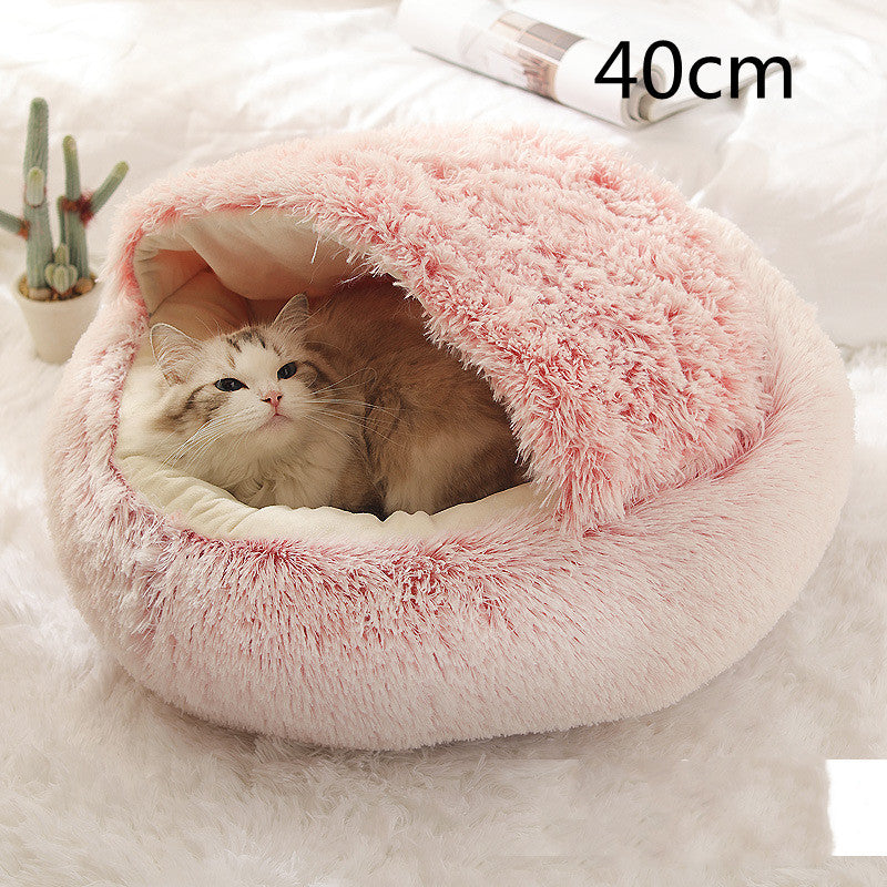 2-in-1 Plush Round Warm Bed