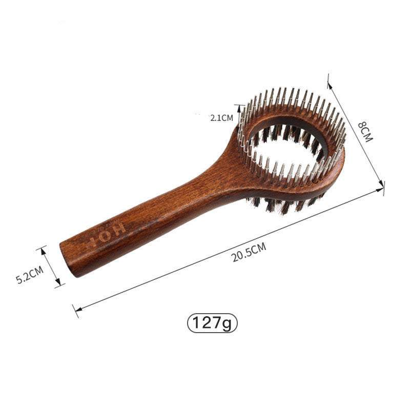 Pet Comb Solid Wood Set of solid wood pet grooming tools including combs, brushes, scissors, and nail clippers for cats and dogs