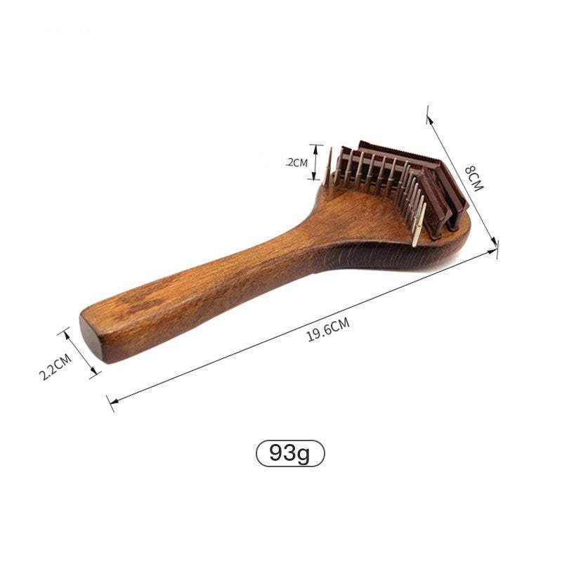 Pet Comb Solid Wood Set of solid wood pet grooming tools including combs, brushes, scissors, and nail clippers for cats and dogs