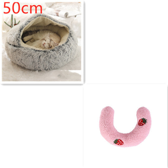 2-in-1 Plush Round Warm Bed