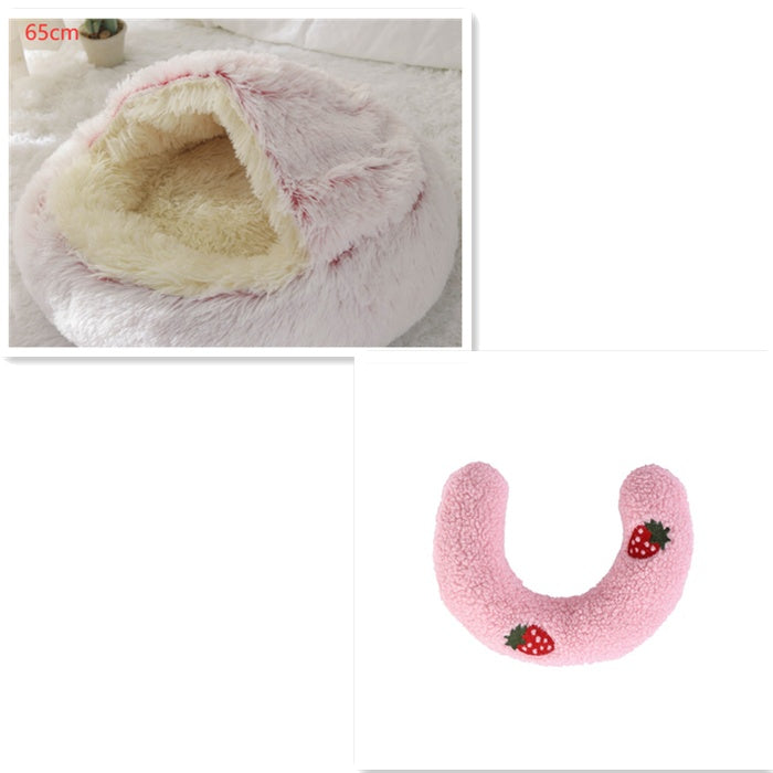 2-in-1 Plush Round Warm Bed