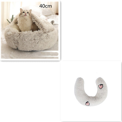 2-in-1 Plush Round Warm Bed