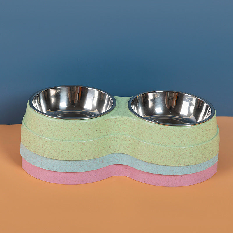 Double Bowls Stainless Steel Feeder