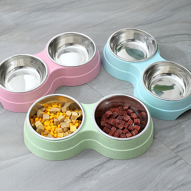 Double Bowls Stainless Steel Feeder