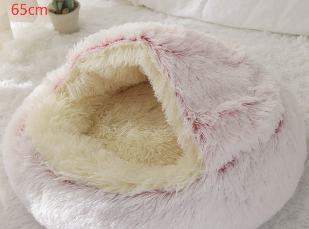 2-in-1 Plush Round Warm Bed