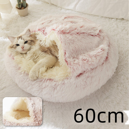 2-in-1 Plush Round Warm Bed