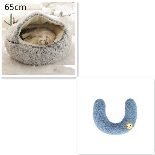 2-in-1 Plush Round Warm Bed
