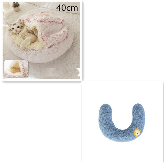 2-in-1 Plush Round Warm Bed