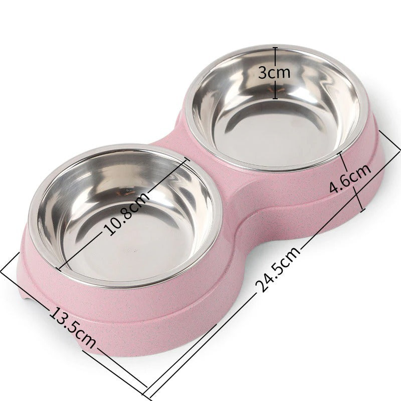 Double Bowls Stainless Steel Feeder