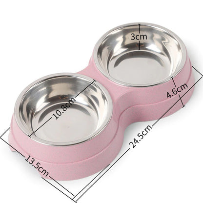 Double Bowls Stainless Steel Feeder