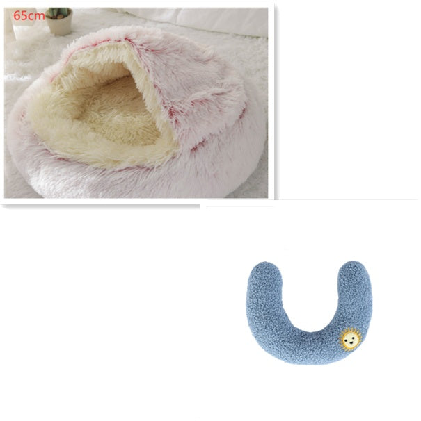 2-in-1 Plush Round Warm Bed