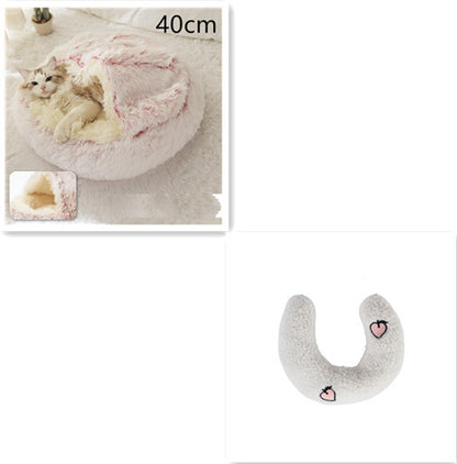 2-in-1 Plush Round Warm Bed