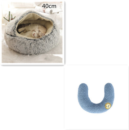 2-in-1 Plush Round Warm Bed