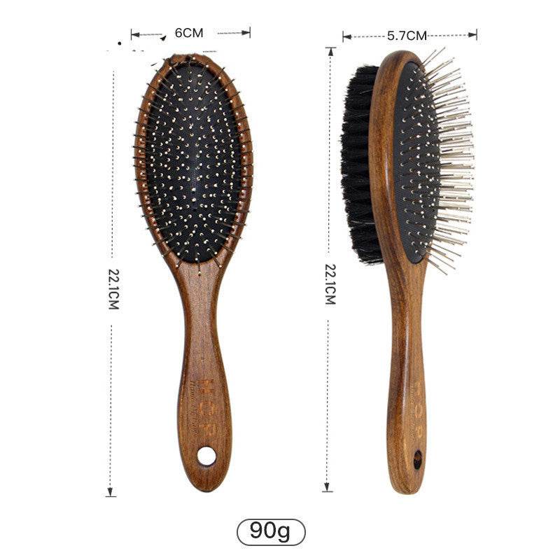 Pet Comb Solid Wood Set of solid wood pet grooming tools including combs, brushes, scissors, and nail clippers for cats and dogs
