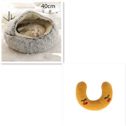 2-in-1 Plush Round Warm Bed
