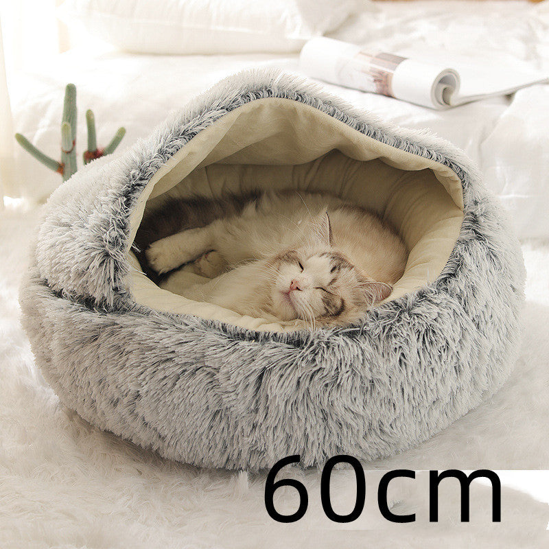 2-in-1 Plush Round Warm Bed