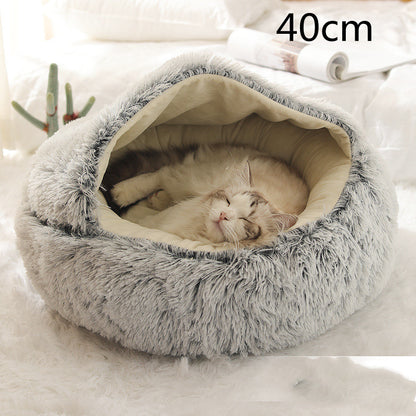 2-in-1 Plush Round Warm Bed