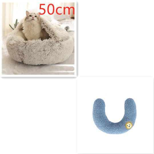 2-in-1 Plush Round Warm Bed