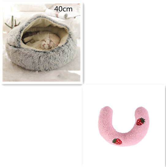 2-in-1 Plush Round Warm Bed