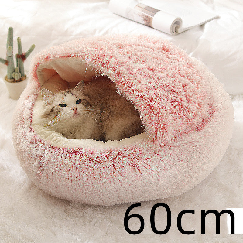 2-in-1 Plush Round Warm Bed