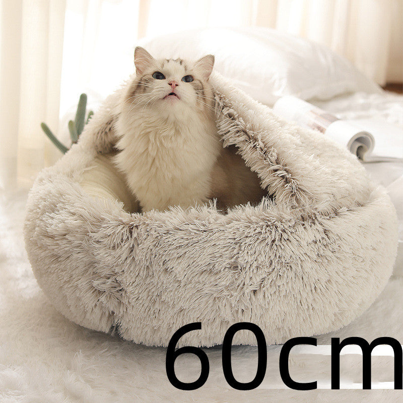 2-in-1 Plush Round Warm Bed