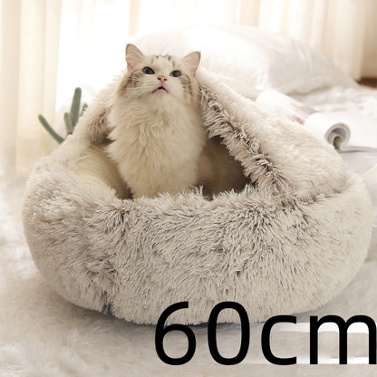 2-in-1 Plush Round Warm Bed