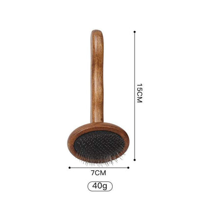 Pet Comb Solid Wood Set of solid wood pet grooming tools including combs, brushes, scissors, and nail clippers for cats and dogs