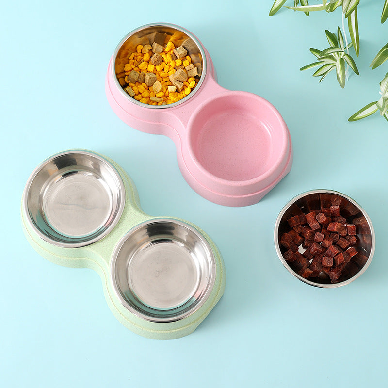 Double Bowls Stainless Steel Feeder