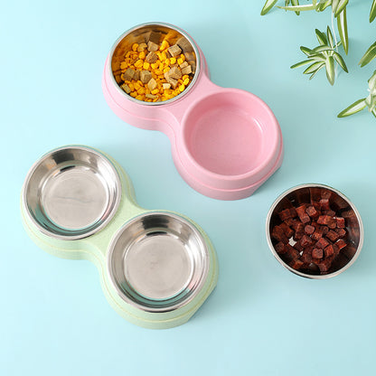 Double Bowls Stainless Steel Feeder