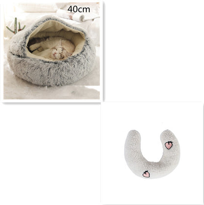 2-in-1 Plush Round Warm Bed