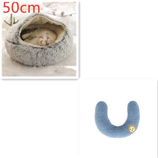 2-in-1 Plush Round Warm Bed