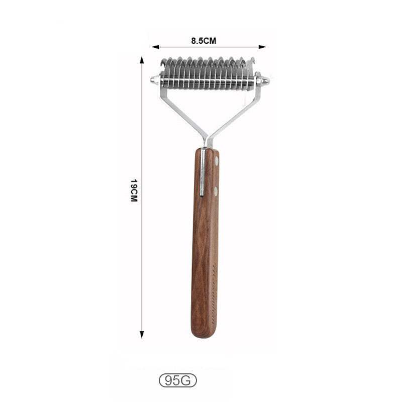 Pet Comb Solid Wood Set of solid wood pet grooming tools including combs, brushes, scissors, and nail clippers for cats and dogs