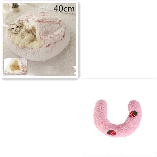 2-in-1 Plush Round Warm Bed