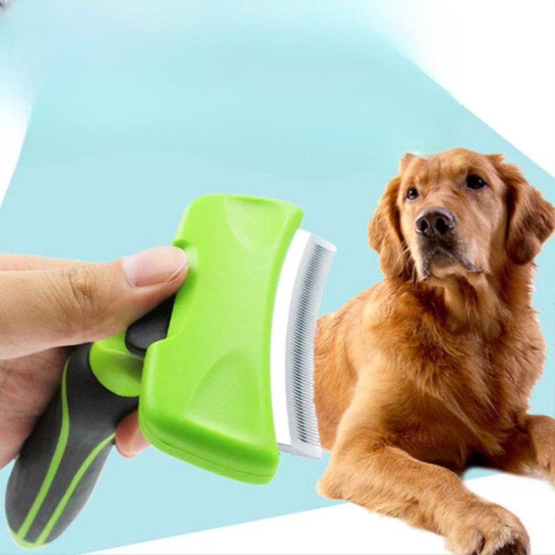 Combs Grooming-Brush green deshedding tool with ergonomic handle for dog grooming
